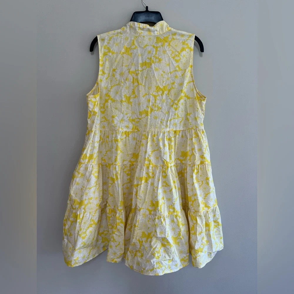 Lisa Marie Fernandez X Target Floral Yellow Cotton Tiered Dress Neck Tie, L - Picture 3 of 9